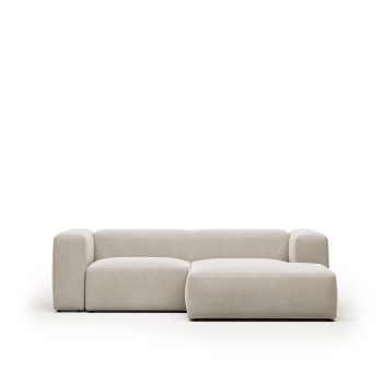 Sofá Blok de 2 plazas en chenilla beige con chaise longue derecha 240 cm FSC Mix Crédito