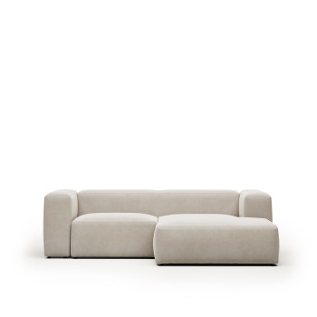 Sofá Blok de 2 plazas en chenilla beige con chaise longue derecha 240 cm FSC Mix Crédito
