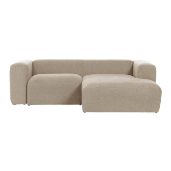 Sofá Blok de 2 plazas en chenilla beige con chaise longue derecha 240 cm FSC Mix Crédito