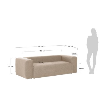 Sofá Blok 3 plazas beige 240 cm