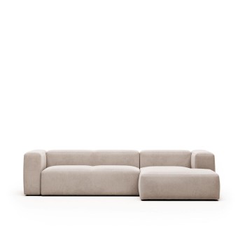Sofá Blok 3 plazas chaise longue derecha beige 300 cm