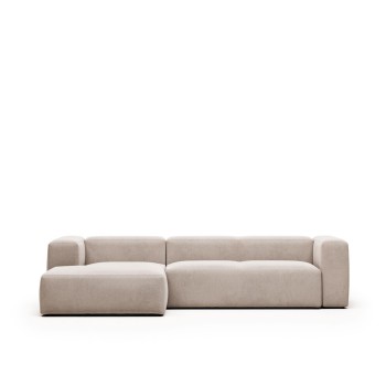 Sofá Blok de 3 plazas con chaise longue izquierda, beige, 300 cm