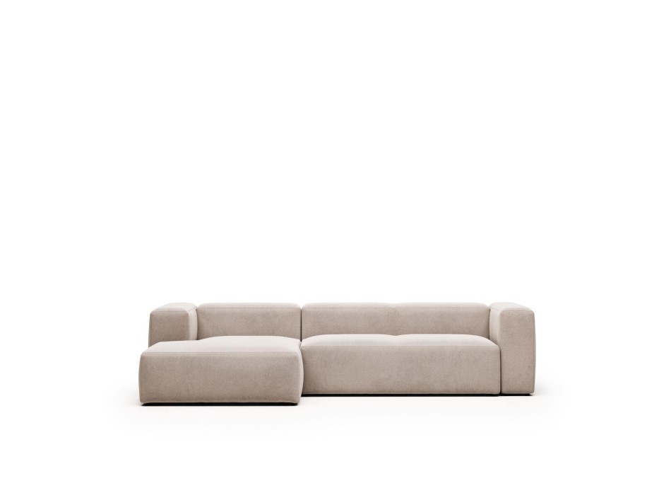 Sofá Blok de 3 plazas con chaise longue izquierda, beige, 300 cm