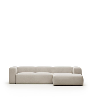 Sofá Blok de 3 plazas en chenilla beige con chaise longue derecha 300 cm FSC Mix Crédito