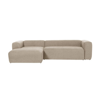 Sofá Blok de 3 plazas en chenilla beige con chaise longue izquierda 300 cm FSC Mix Crédito