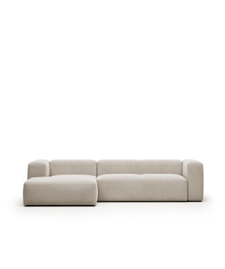 Sofá Blok de 3 plazas en chenilla beige con chaise longue izquierda 300 cm FSC Mix Crédito