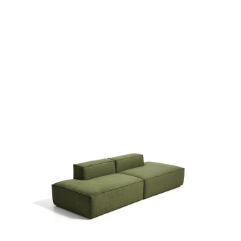 Sofá Blok de 3 plazas en pana gruesa, verde, 290 cm. Certificación FSC Mix.