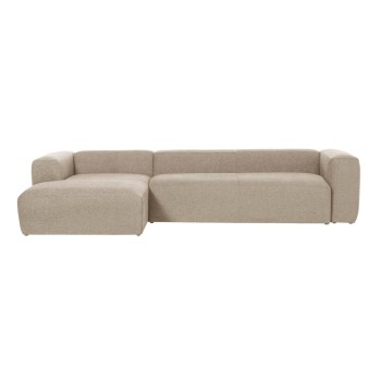 Sofá Blok 4 plazas chaise longue izquierda beige 330 cm