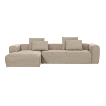Sofá Blok 4 plazas chaise longue izquierda beige 330 cm