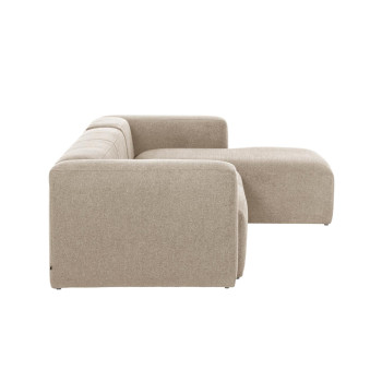 Sofá Blok de 4 plazas en chenilla beige con chaise longue derecha 330 cm FSC Mix Crédito