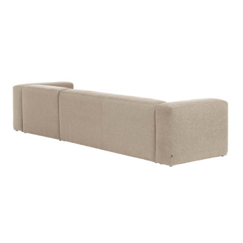 Sofá Blok de 4 plazas en chenilla beige con chaise longue derecha 330 cm FSC Mix Crédito