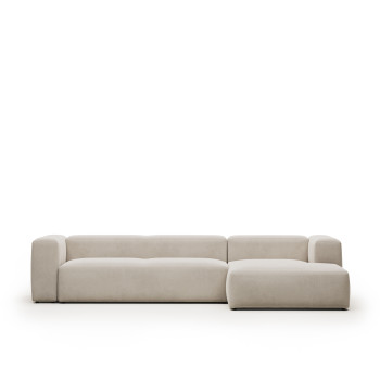 Sofá Blok de 4 plazas en chenilla beige con chaise longue derecha 330 cm FSC Mix Crédito