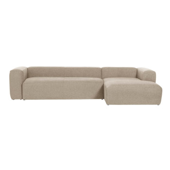 Sofá Blok de 4 plazas en chenilla beige con chaise longue derecha 330 cm FSC Mix Crédito