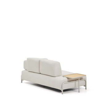 Sofá Compo de 2 plazas en chenilla color crudo, bandeja grande con chapa de roble y estructura de metal beige 200 cm FSC Mix Crédito