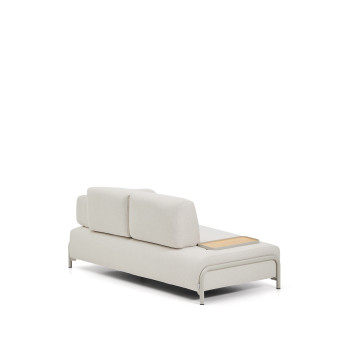 Sofá Compo de 2 plazas en chenilla color crudo, bandeja pequeña con chapa de roble y estructura de metal beige 200 cm FSC Mix Crédito