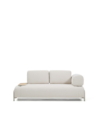 Sofá Compo de 2 plazas en chenilla color crudo, bandeja pequeña con chapa de roble y estructura de metal beige 200 cm FSC Mix Crédito