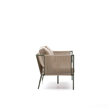 Sofá de exterior Zivia de 2 plazas en cuerda cruda y acero galvanizado verde 178 cm