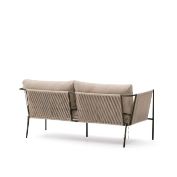 Sofá de exterior Zivia de 2 plazas en cuerda cruda y acero galvanizado verde 178 cm