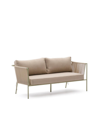 Sofá de exterior Zivia de 2 plazas en cuerda cruda y acero galvanizado verde 178 cm