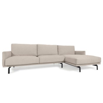 Sofá Galene de 3 plazas con chaise longue derecha, beige, 254 cm
