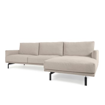 Sofá Galene de 3 plazas con chaise longue derecha, beige, 254 cm