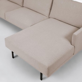 Sofá Galene de 3 plazas con chaise longue derecha, beige, 254 cm