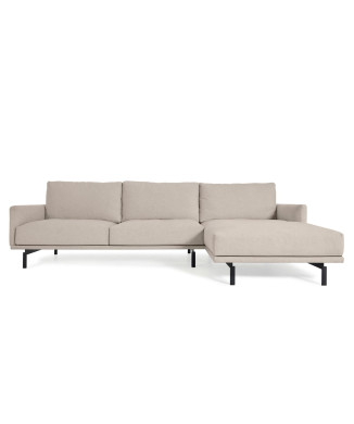 Sofá Galene de 3 plazas con chaise longue derecha, beige, 254 cm FSC Mix Crédito