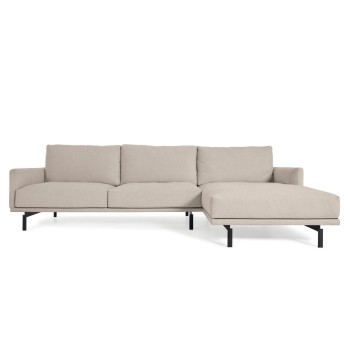 Sofá Galene de 3 plazas con chaise longue derecha, beige, 254 cm