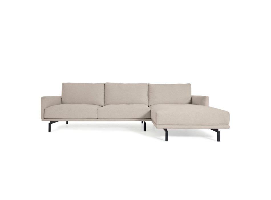 Sofá Galene de 3 plazas con chaise longue derecha, beige, 254 cm