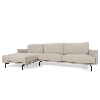 Sofá Galene de 3 plazas con chaise longue izquierda, beige, 254 cm