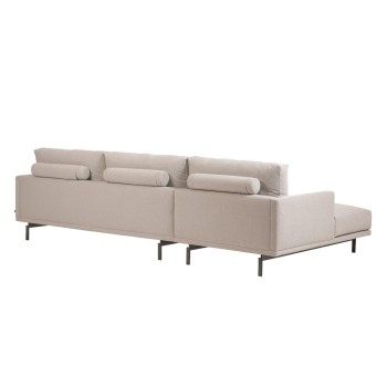 Sofá Galene de 3 plazas con chaise longue izquierda, beige, 254 cm
