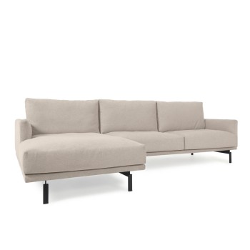 Sofá Galene de 3 plazas con chaise longue izquierda, beige, 254 cm