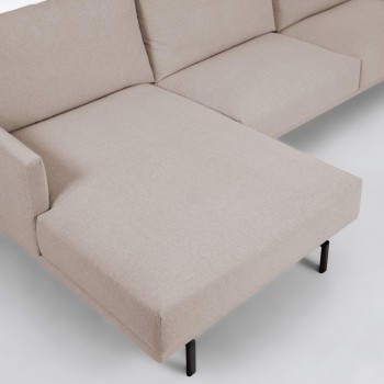 Sofá Galene de 3 plazas con chaise longue izquierda, beige, 254 cm