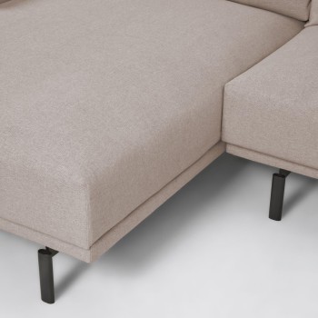 Sofá Galene de 3 plazas con chaise longue izquierda, beige, 254 cm