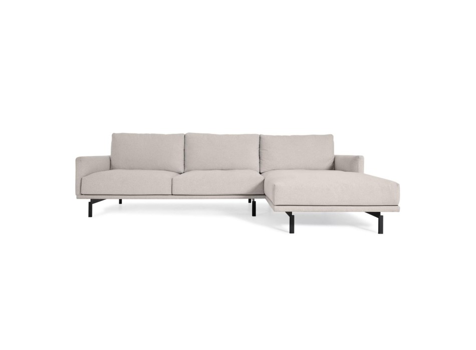 Sofá Galene de 4 plazas con chaise longue derecha, beige, 314 cm