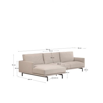 Sofá Galene de 4 plazas con chaise longue izquierda, beige, 314 cm