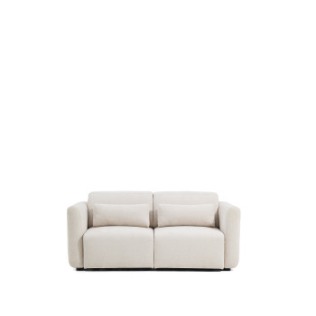 Sofá Lares de 2 plazas con asientos deslizantes motorizados y reposacabezas reclinable en chenilla beige 180 cm