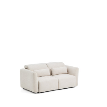 Sofá Lares de 2 plazas con asientos deslizantes motorizados y reposacabezas reclinable en chenilla beige 180 cm