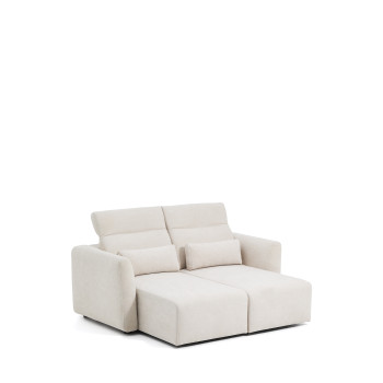 Sofá Lares de 2 plazas con asientos deslizantes motorizados y reposacabezas reclinable en chenilla beige 180 cm