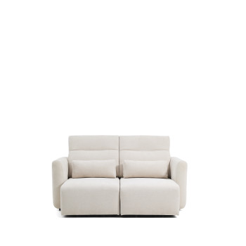 Sofá Lares de 2 plazas con asientos deslizantes motorizados y reposacabezas reclinable en chenilla beige 180 cm