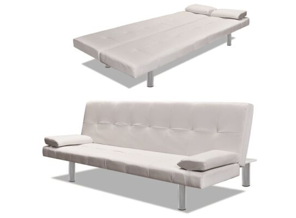 Sofá cama ajustable con 2 cojines de polipiel
