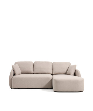 Sofá cama Laira de 3 plazas en chenilla beige con chaise longue derecha 246 cm FSC Mix Crédito