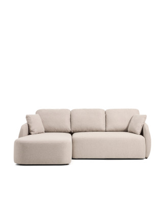 Sofá cama Laira de 3 plazas en chenilla beige con chaise longue izquierda 246 cm FSC Mix Crédito