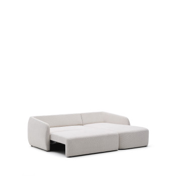 Sofá cama Laira de 3 plazas en chenilla color crudo con chaise longue derecha 246 cm FSC Mix Crédito