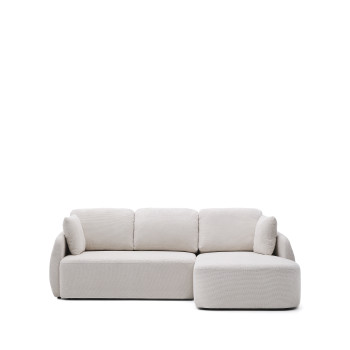 Sofá cama Laira de 3 plazas en chenilla color crudo con chaise longue derecha 246 cm FSC Mix Crédito