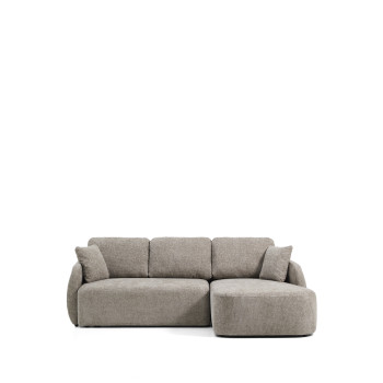 Sofá cama Laira de 3 plazas en chenilla gris tórtola con chaise longue derecha 246 cm FSC Mix Crédito