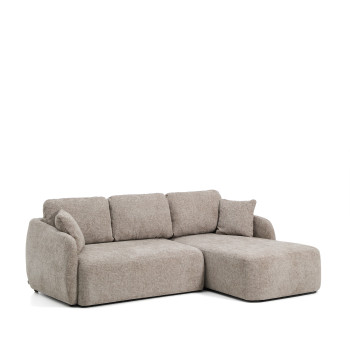 Sofá cama Laira de 3 plazas en chenilla gris tórtola con chaise longue derecha 246 cm FSC Mix Crédito