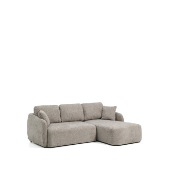 Sofá cama Laira de 3 plazas en chenilla gris tórtola con chaise longue derecha 246 cm FSC Mix Crédito