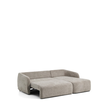 Sofá cama Laira de 3 plazas en chenilla gris tórtola con chaise longue derecha 246 cm FSC Mix Crédito