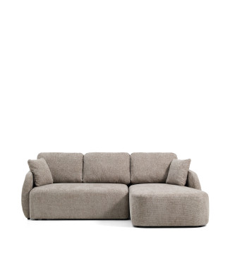 Sofá cama Laira de 3 plazas en chenilla gris tórtola con chaise longue derecha 246 cm FSC Mix Crédito